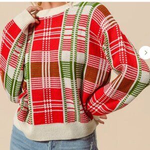 Christmas Colored Checkered Sweater